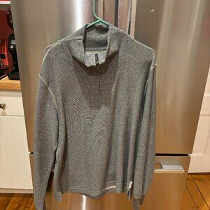 Garment Dye Zip Mock Neck in Salt and Pepper